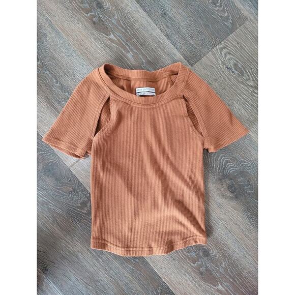 Urban Outfitters Women's Brown Ribbed Shirt with Cut‎ Outs size Small #10 - Picture 1 of 3
